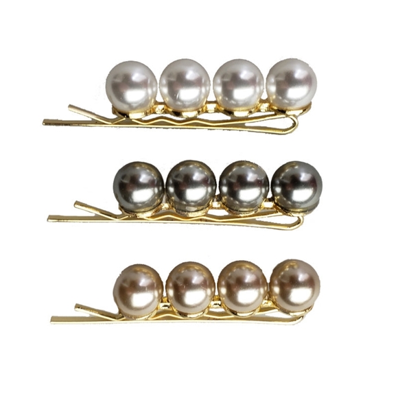 NEW NWOT Catherine the Great - Linear Pearls Bobby Pin Set (3pc) - Picture 3 of 6